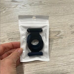 Dark Blue and Black Silicone Apple Air Tag Holder with Pins